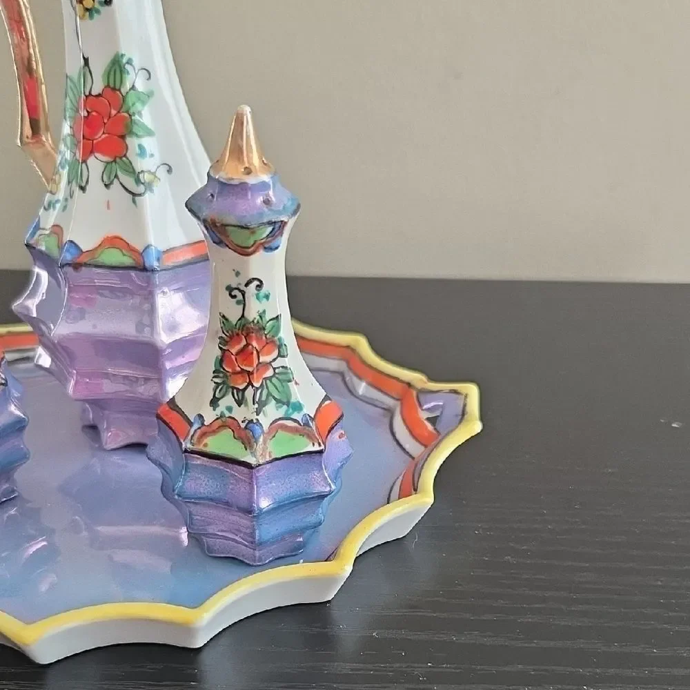Vintage Japenese Salt, Pepper, Oil, and Tray Set